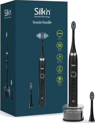 Silk''n Sonicsmile Voksen Vibrerende Tannbørste Daglig Stell Massasje Polering Whitening Sort 31000 Bevegelser Per Minutt 2 Min