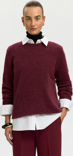 Selected Femme Lulu New Long Sleeve Knit O Neck Burgunder XS