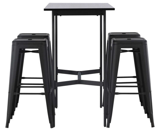 Venture Design Rax & Tempe bargruppe Svart/svart 4 stoler & bord 120 x 60 cm