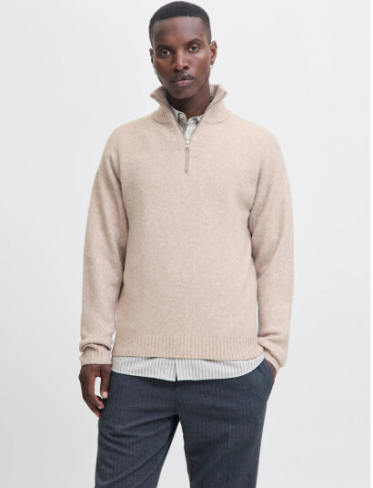 Jack & Jones Jjesoho Ollie Knit Half Zip Sn - Cream - XXL Jack & Jones Jjesoho Ollie Knit Half Zip Sn - Cream - XXL