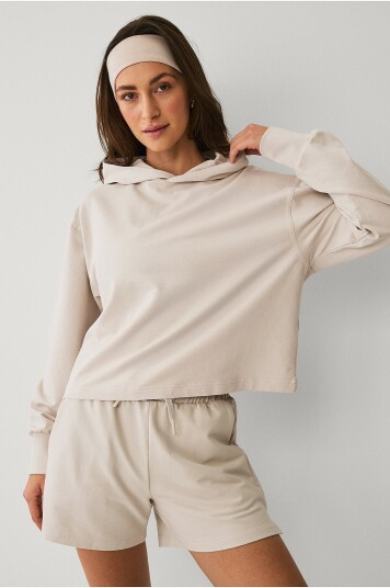Ellos STUDIO Treningshettegenser Oversized Cropped Sweat Hoodie Natur