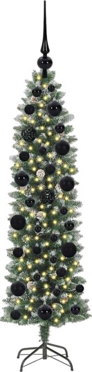  Kunstig Slankt Jule Tre med 150 LED Grønn og hvit 120 cm