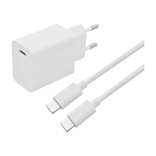 ELETRA HURTIGLADER SETT USB-C 20 W 1 M, HVIT