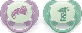 Philips Avent Pacifier Ultra Soft Nighttime Lilla Og Grønn 2 Stk.