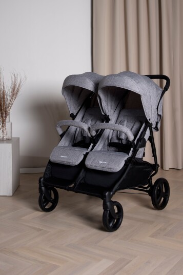 Beemoo Twin Shopper Søsken&  Tvillingvogn Grey Mélange