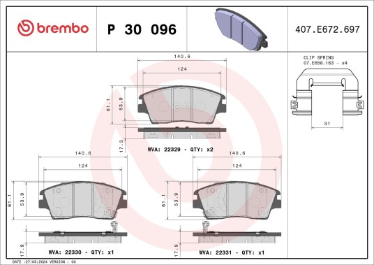 Bremseklosser BREMBO P 30 096 Bremseklosser BREMBO P 30 096