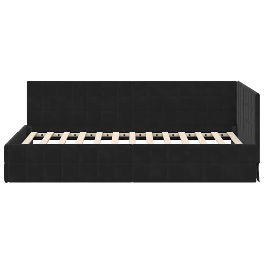 Hjørnesengramme med hodegjerde Svart 90 x 200 cm Fløyel Hjørnesengramme med hodegjerde Svart 90 x 200 cm Fløyel