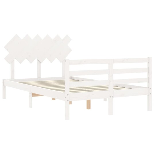 vidaXL Sengeramme med hodegavl hvit 4FT small double heltre