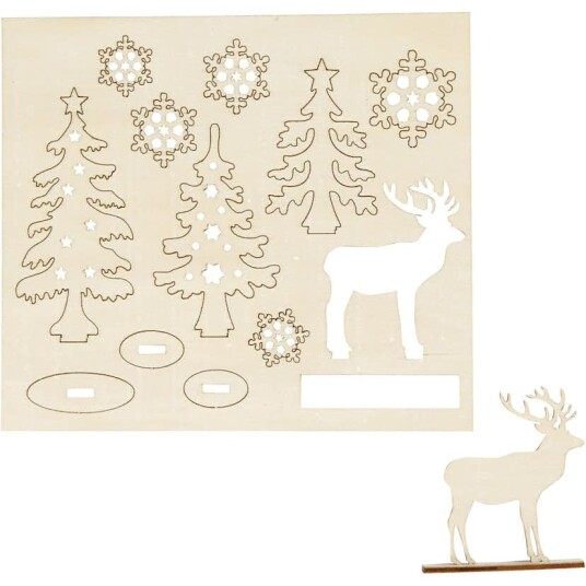 Trefigurer Creativ Company Sett-Sammen-Selv Skog med Rådyr 1 Pk 57885