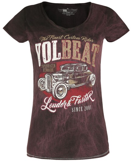 Volbeat T-skjorte Louder And Faster S til 4XL Damer mørkerød
