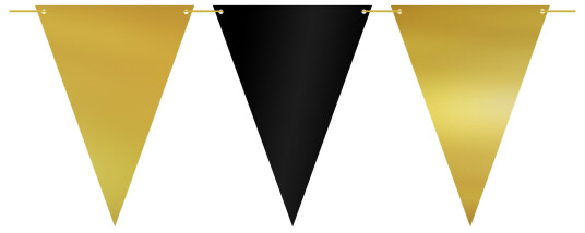 PartyDeco Vimpelgirlander Svart/Gull Metallic