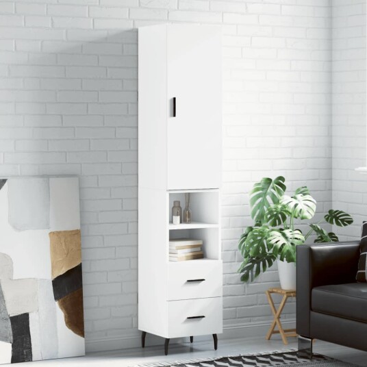 vidaXL Highboard hvit 34,5x34x180 cm konstruert tre 8720845483517