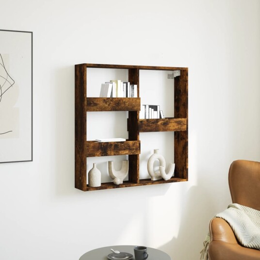 Veggskap røkt eik 80x15x80 cm konstruert tre 8721158388360