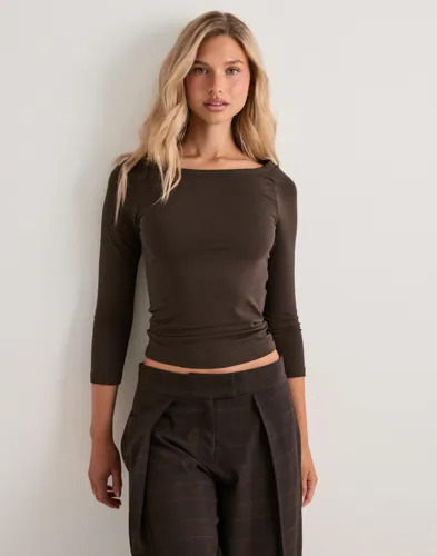 Pieces Brun Pcphoebe 3/4 Boatneck Top Jrs Noos