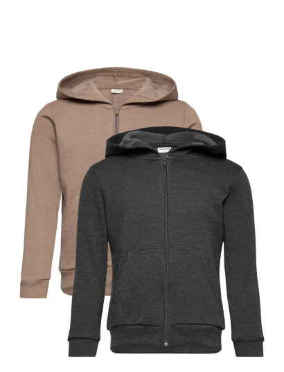 Minymo Sweat Jacket W. Hood (2-Pack) Brown 134 Minymo Sweat Jacket W. Hood (2-Pack) Brown 134
