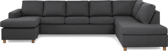 Crazy 5 seters Høyrevendt U formet X Large Sofa med Divan og Sjeselong i Stoff Mørk grå