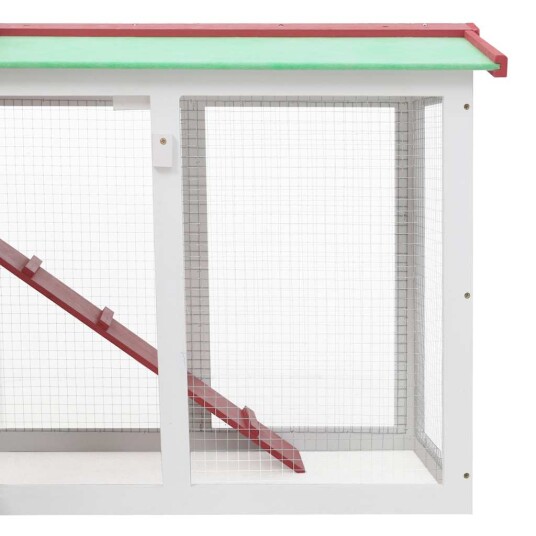 Vidaxl Stort Utendørs Kaninbur Rød Og Hvit 145X45X85 cm Tre