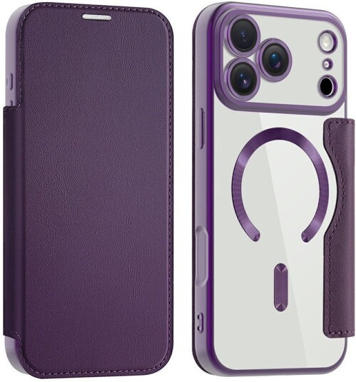 EIDERWOOD iPhone 17 Pro Flipp Deksel med Gjennomsiktig Bakside – MagSafe Kompatibel – Lilla
