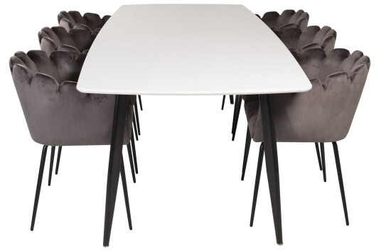 Venture Design Polar & Limhamn spisegruppe Hvit/grå 6 st stoler & bord 240 x 100 cm