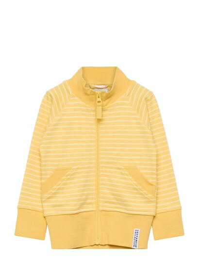 Geggamoja Zip Sweater Striped Yellow 74/80 Geggamoja Zip Sweater Striped Yellow 74/80