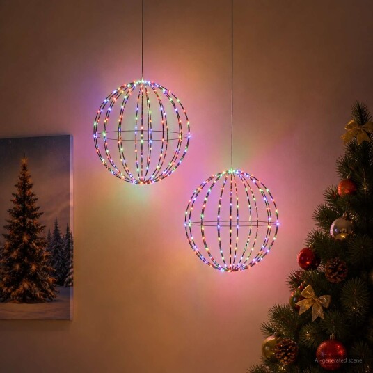 vidaXL Julefiniallys 2 stk. 192 LED-lys Flerfarget Diameter 30 x 32 cm