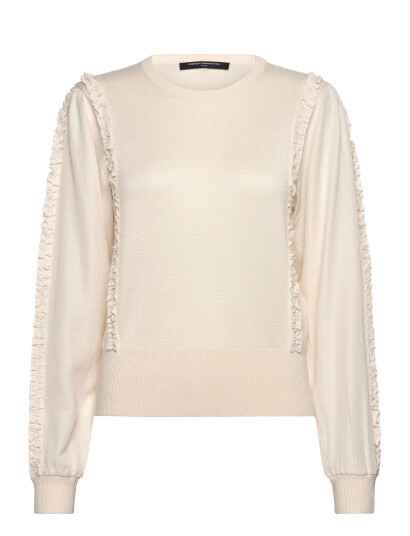 French Connection Krista Mix Ruffle Slv Jumper - Cream - XL French Connection Krista Mix Ruffle Slv Jumper - Cream - XL