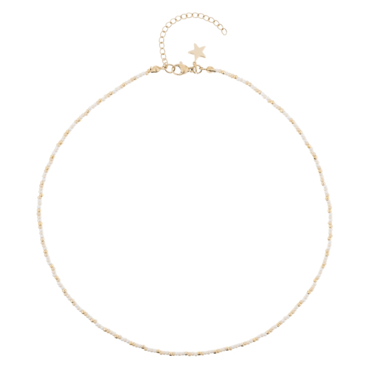 DARK Glass Bead Necklace Vanilla Mix 2mm
