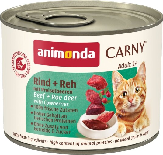 Animonda Carny Våtfôr Adult Sparepakke Carny Rådyr & Tyttebær Okse 24 X 200 G