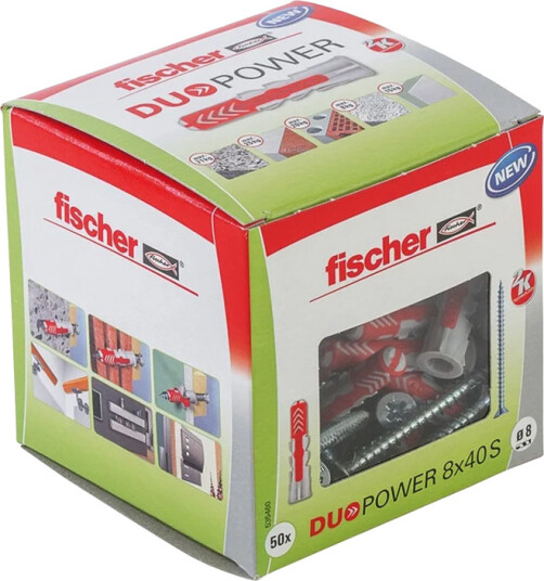 Fischer DuoPower Plugger Med Sikkerhetsskrue 8x40mm 50 Stk