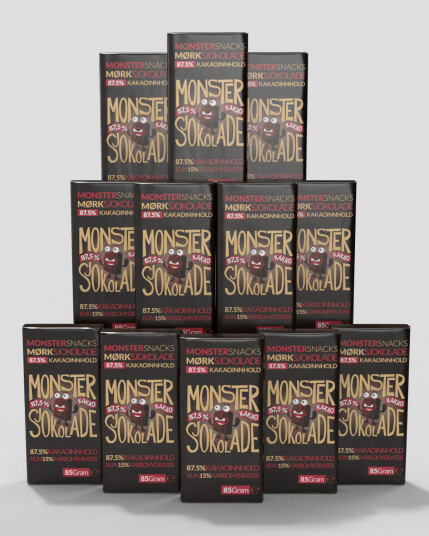 Monster Belgisk Ekstra Mørk Sjokolade 12x85g 88% KAKAO! PAKKETILBUD!