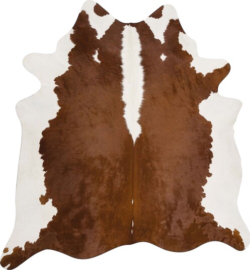 Premium Naturlige Kuskinn Brun / Hvit 180x220 cm