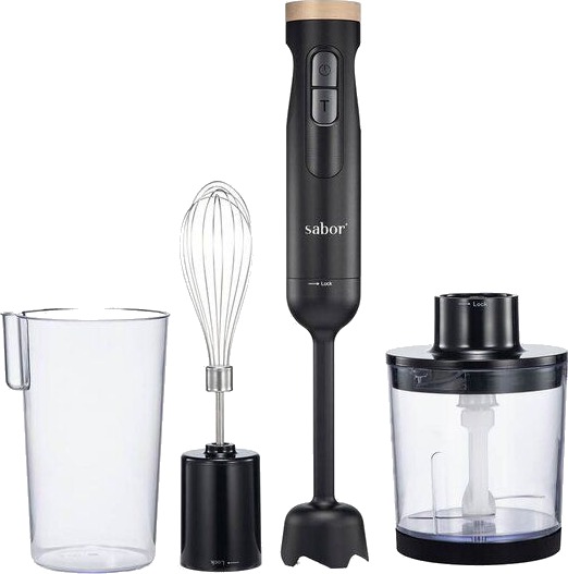 Sabor Ultimate 1000W Stavmikser med Minihakker 0,5/0,6L Svart/Klar