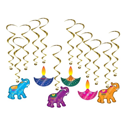 360 Degrees Ltd Swirls Divali Hengende Dekorasjon - 12-pakning