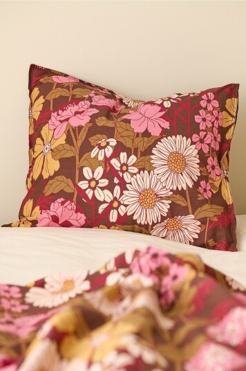 Ellos Home   Putetrekk Avery Flower i bomullspercale   Rosa