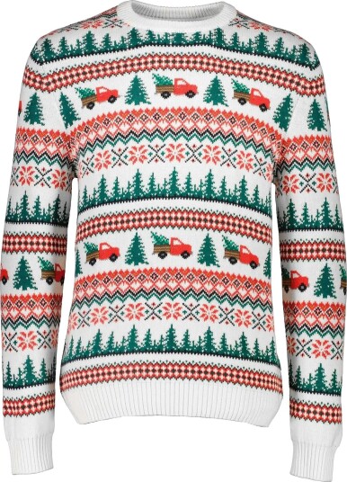 Lindbergh Winter Village Jaqucard O Neck Knit   OFF WHITE   XXL