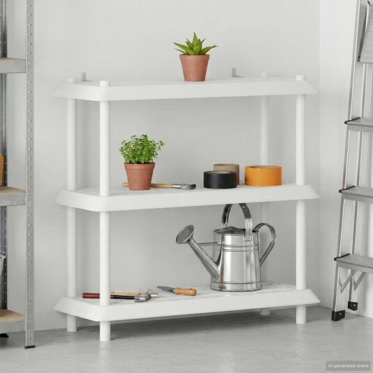 vidaXL Hyllesystem 3 nivåer 100 x 40 x 96 cm PP Hvit