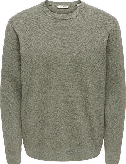 ONLY & SONS Onsting Rlx Crew Neck Knit Noos   CASTOR GRAY   XS