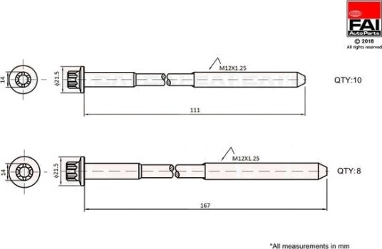 Topplokksbolter FAI AutoParts B2124