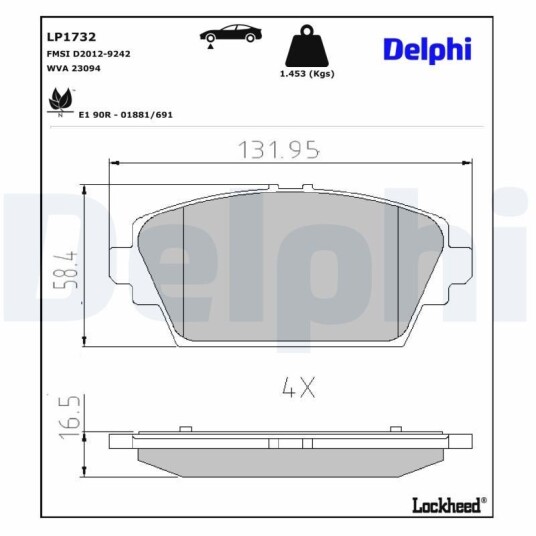 Bremseklosser DELPHI LP1732
