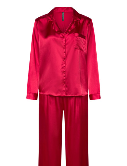 Hunkemöller Pj Ls Satin Minimal - Red - XS