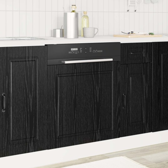 vidaXL Oppvaskmaskin-panel PORTO Svart Eik 60 x 1,5 x 57 cm