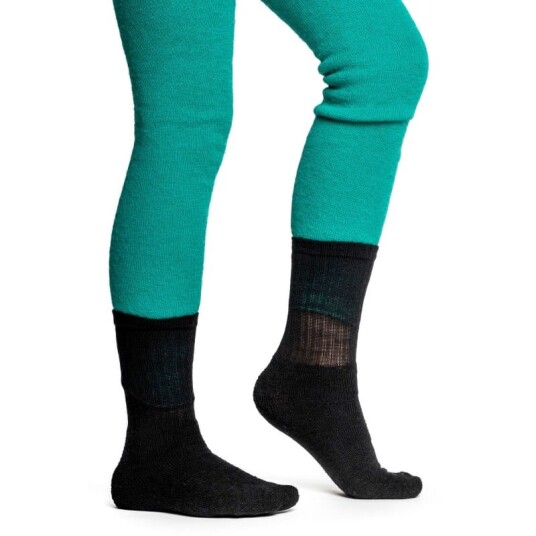 Woolpower Kids' Socks Logo 400 19-21, Pirate Black