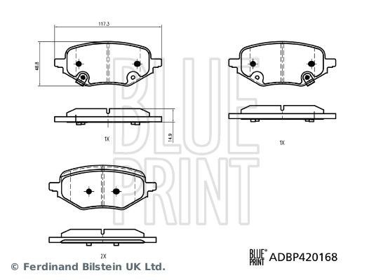Bremseklosser BLUE PRINT ADBP420168 Bremseklosser BLUE PRINT ADBP420168