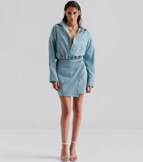 Malina Portea Wrapped Shirt Dress - Blue - 38