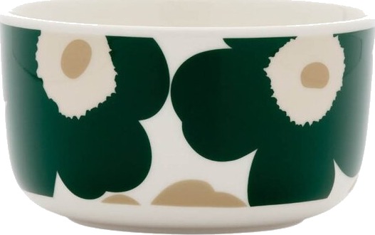 Marimekko   Oiva Unikko skål 50 cl hvit/beige/grønn