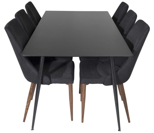 Venture Design Silar & Leone spisegruppe Svart/svart 6 st stoler & bord 180 x 90 cm