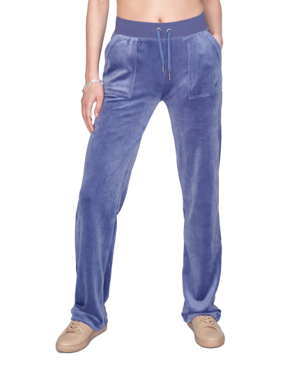 Juicy Couture Del Ray Classic Velour Pant Pocket Design W Gray Blue (S)
