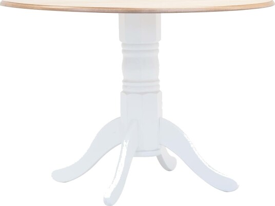 vidaXL Spisebord hvit og brun 106 cm heltre gummitre