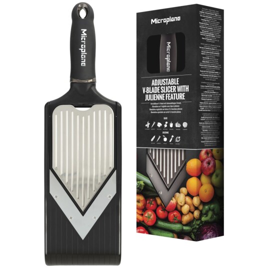 Microplane Grønnsaksskjærer V Slicer; 35.5x10.2x3.5 cm LxBxH; Svart