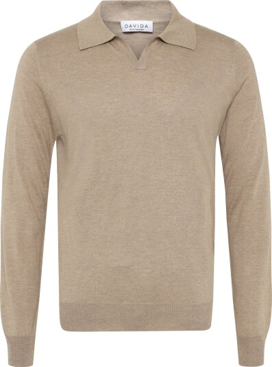 Davida Cashmere | Man Fine Knit Open Collar Sweater | M